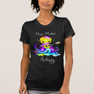 Camiseta La música me hace feliz   Octopus Tocando Guitarra