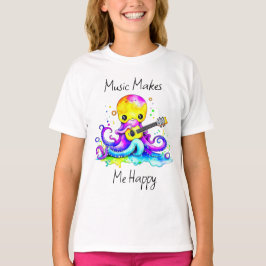 Camiseta La Música Me Hace Feliz | Pulpo Tocando Guitarra