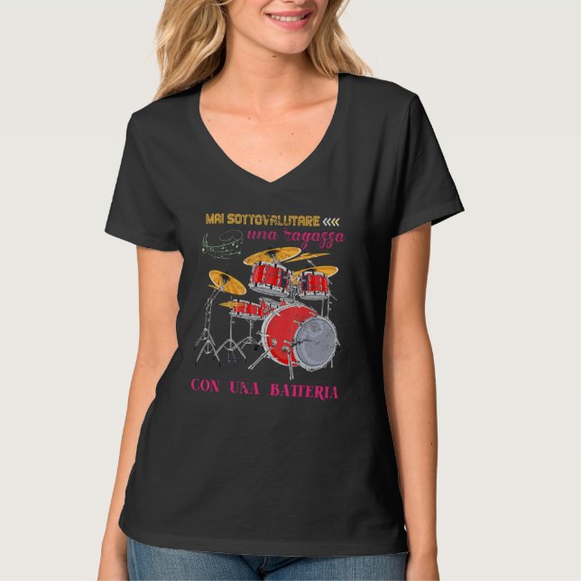 Camiseta La Música Nunca Subestima A Un Chica Con Batería (Anverso)