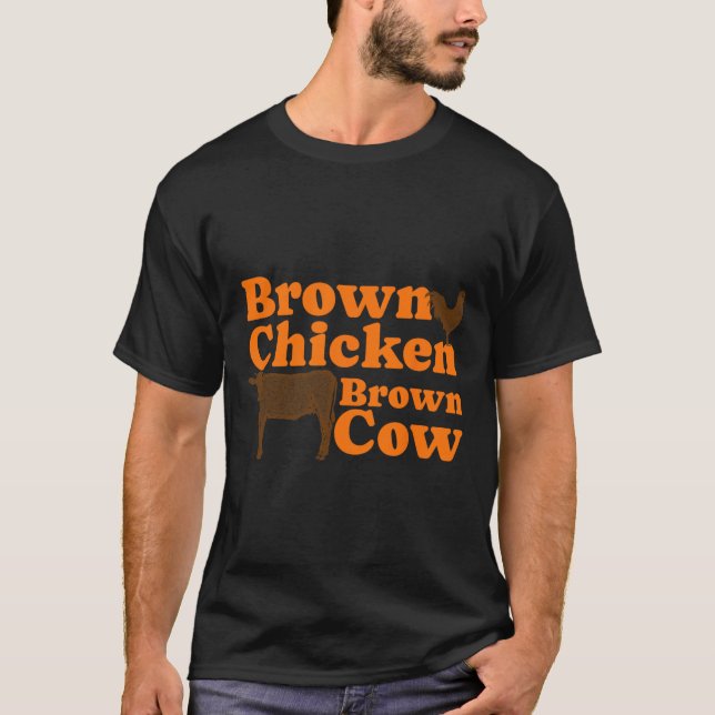 Camiseta La música retro de vaca marrón de pollo marrón hac (Anverso)