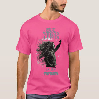 Camiseta La música rock es mi terapia cita de headbanger ch