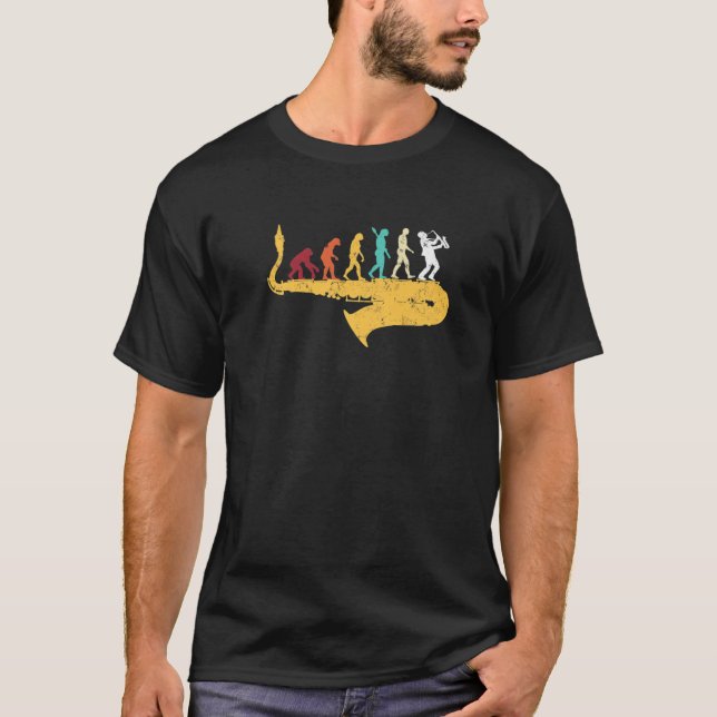 Camiseta La música saxofonista ama la evolución humana saxo (Anverso)