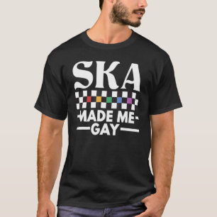 Camiseta La música ska queer me hizo gay 2 tonos tablero de