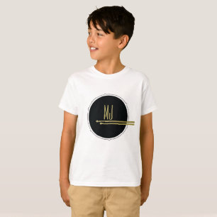 Camiseta La música teclea con monograma blanco y negro