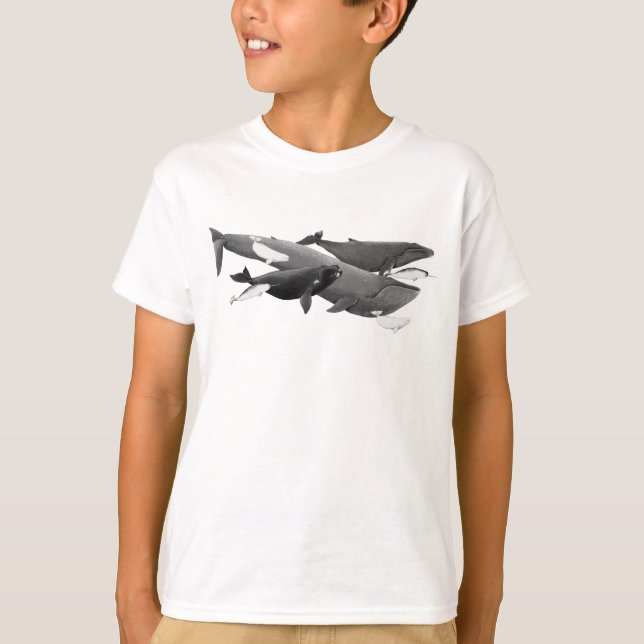 Camiseta La Natación De Ballenas Ilustracion Art Whale Kids (Anverso)