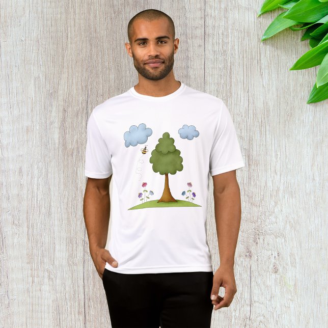 Camiseta La naturaleza de abejas y árboles con flores y nub (Subido por el creador)
