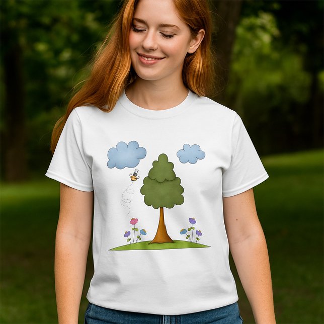 Camiseta La naturaleza de abejas y árboles con flores y nub (Subido por el creador)