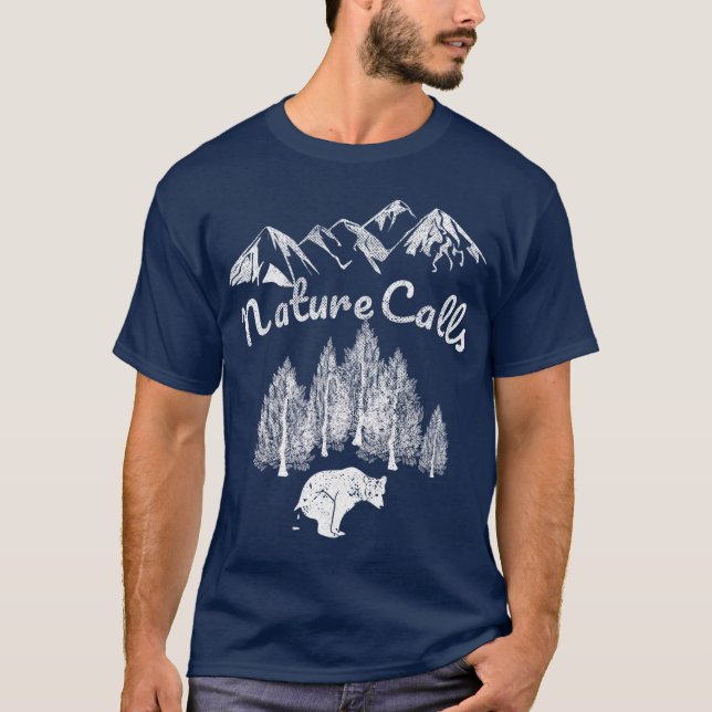Camiseta La naturaleza llama a la caza del Naranja del oso  (Anverso)