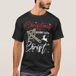 Camiseta La Navidad Comienza Con Cristo Xmas Cristiano