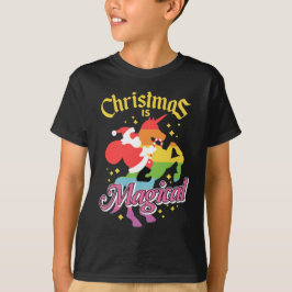 Camiseta La Navidad Es Mágica Santa Cabalgando Unicornio Di