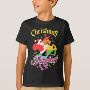 Camiseta La Navidad Es Mágica Santa Cabalgando Unicornio Di