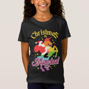 Camiseta La Navidad Es Mágica Santa Cabalgando Unicornio Di