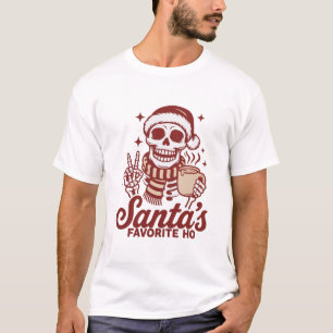 Camiseta La Navidad Snarky del esqueleto favorito de Santa