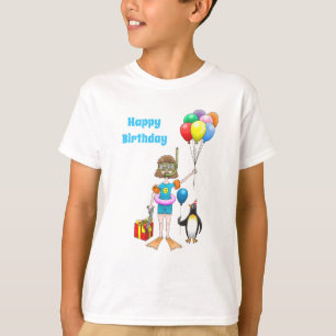 Camiseta La niña y el pingüino con globos