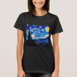 Camiseta La noche estrellada de Vincent Van Gogh<br><div class="desc">Vincent Van Gogh La Noche Estelar. Esta es una antigua obra maestra del pintor holandés Vincent Van Gogh. Esta bonita pintura del paisaje artístico tiene un color bonito,  vibrante y saturado. Vincent Van Gogh fue un pintor impresionista de post holandés. Esta imagen es de dominio público</div>