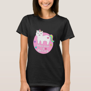 Camiseta La normalidad es aburrido gato unicornio kawaii bl