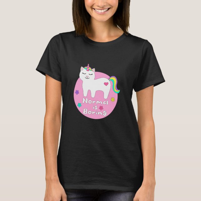 Camiseta La normalidad es aburrido gato unicornio kawaii bl (Anverso)