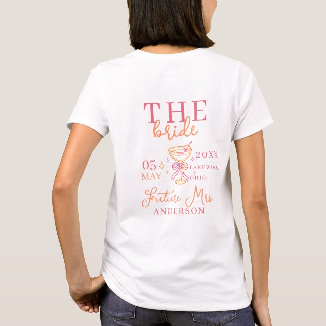 Camiseta ¡LA NOVIA! Fiesta de Despedida de Soltera con Cóct (Reverso)