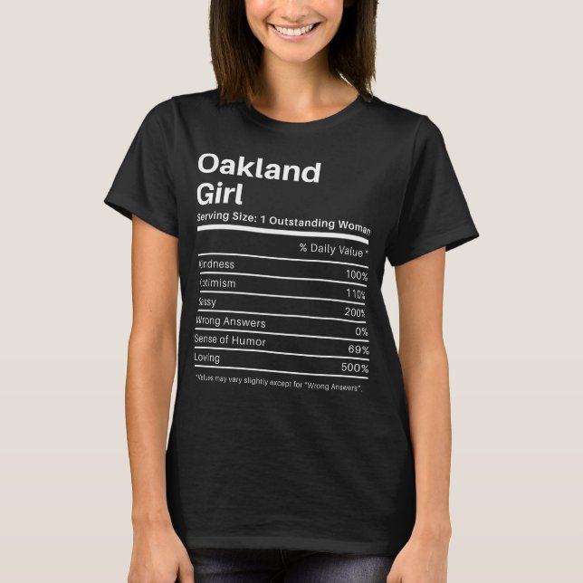 Camiseta La nutrición de los Chicas de Oakland es divertida (Anverso)
