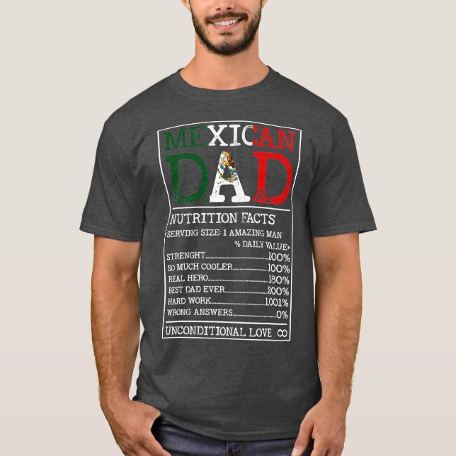 Camiseta La nutrición de los papas mexicanos tiene hechos g (Anverso)