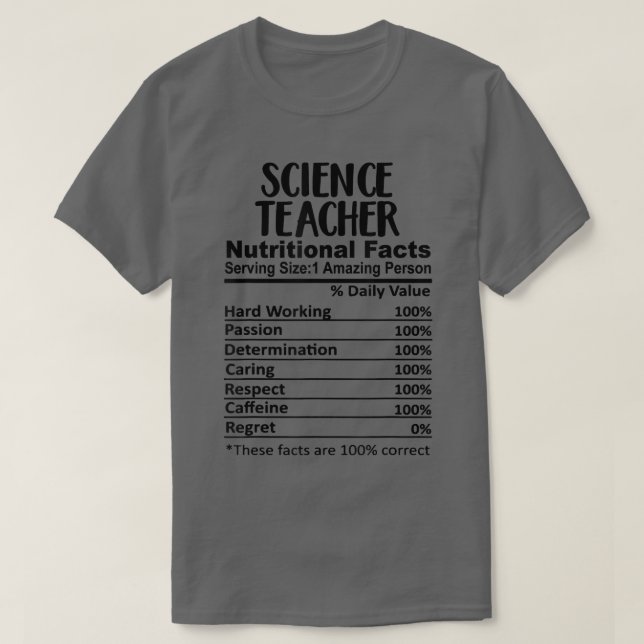 Camiseta La nutrición de los profesores de ciencia es diver (Diseño del anverso)