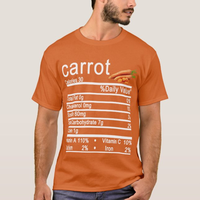 Camiseta la nutrición de zanahoria Hechos Graciosos Acción  (Anverso)