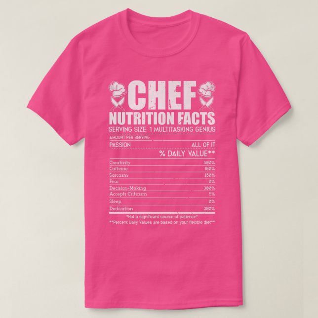 Camiseta La nutrición del chef Los hechos son divertidos y  (Diseño del anverso)