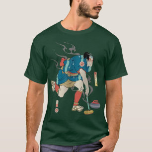 Camiseta La obra de Samurai Curling Ukiyoe Japonés Warrier 