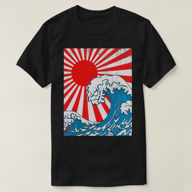 Camiseta La ola de Kanagawa el sol de Japón Pullover (Diseño del anverso)