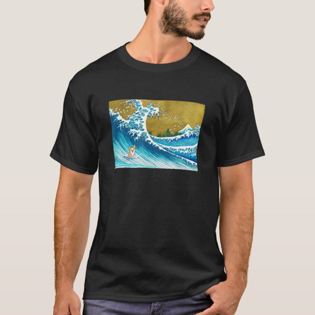 Camiseta La ola de surf Corgi (Anverso)