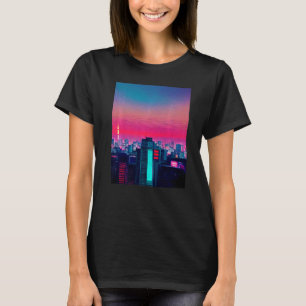 Camiseta La ola de vapor japonesa inspirada en el retro 2 d