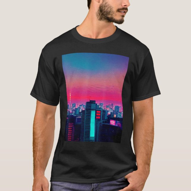 Camiseta La ola de vapor japonesa inspirada en el retro de  (Anverso)