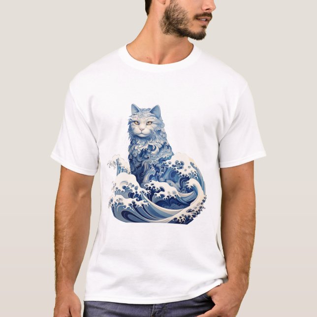 Camiseta La ola del gato en Kanagawa (Anverso)