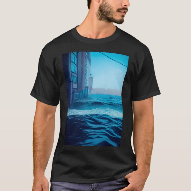 Camiseta La Ola Del Mar Oceánico En La Ciudad. (Anverso)