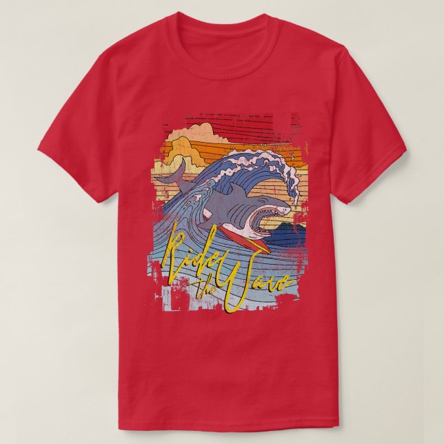 Camiseta La ola del moderno juego gráfico del tiburón arco  (Diseño del anverso)