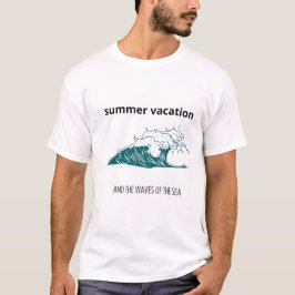 Camiseta "La oleada de olas en un estilo marino dibujado a