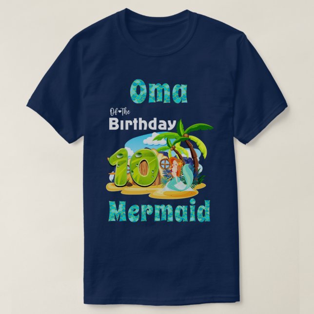 Camiseta La Oma De La Sirena Cuta Del Décimo Cumpleaños (Diseño del anverso)