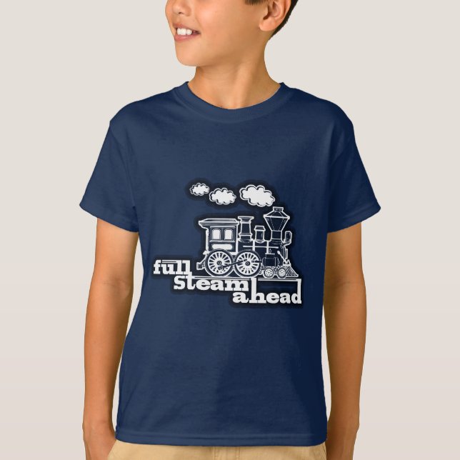 Camiseta la oscuridad del tren del loco del "vapor lleno a (Anverso)