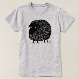Camiseta La oveja negra Dibujos animados de ovejas lanuda