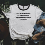 Camiseta La oveja negra se convierte en la cabra<br><div class="desc">Haz una declaración audaz con la camiseta "Oveja negra se convierte en cabra". Perfecto para todo aquel que se enorgullece de destacarse de la multitud, este ingenioso diseño destaca con humor el viaje desde ser la "oveja negra" hasta convertirse en la "GOAT" (la mejor de todas las veces). Esta camisa...</div>