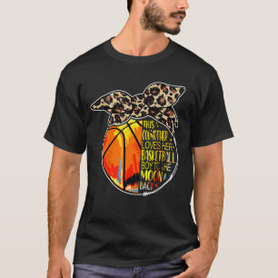 Camiseta La padrina de baloncesto Vintage Leopard Messy Bun