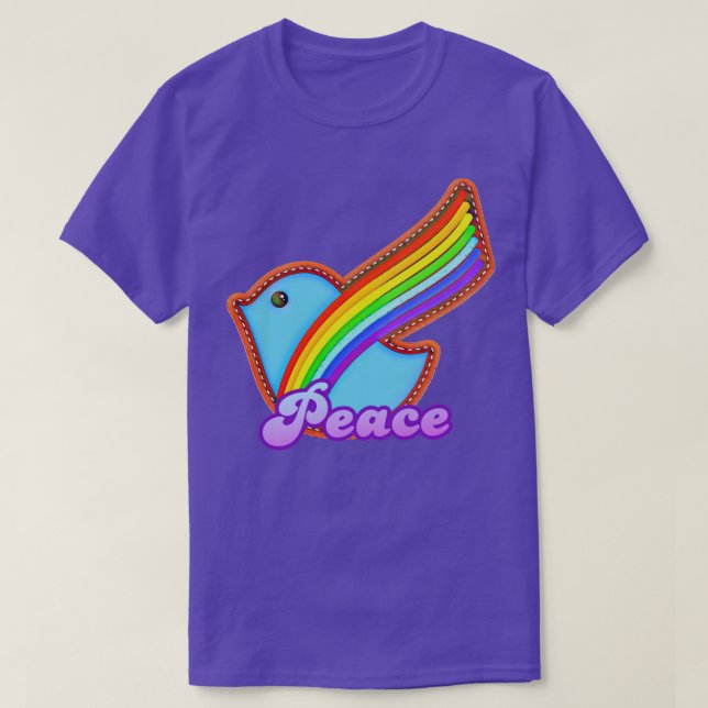 Camiseta La paloma de la paz en el arco iris (Diseño del anverso)
