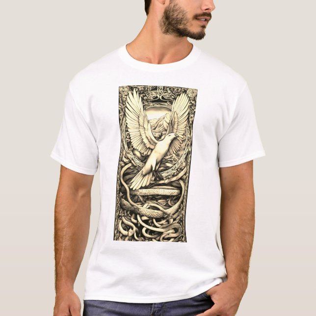 Camiseta La paloma se libera de la serpiente (Anverso)