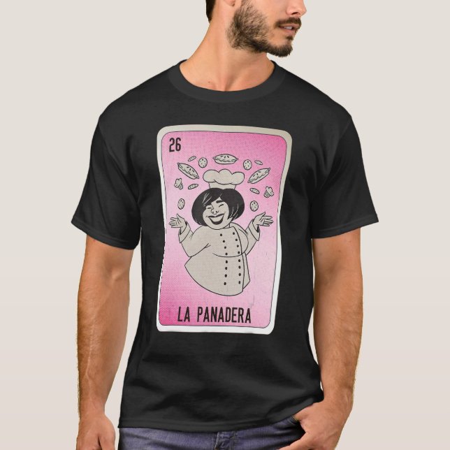 Camiseta La Panadera Tarjetas de Bingo de jerga mexicana (Anverso)