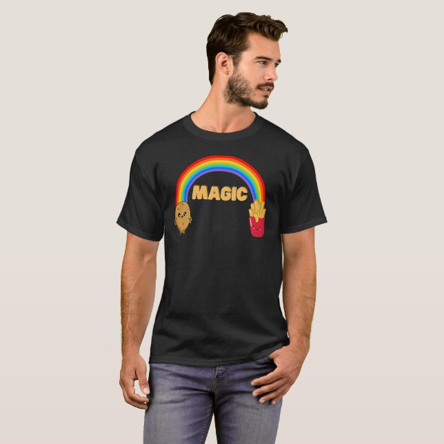 Camiseta La papa se transforma en chips con un arco iris