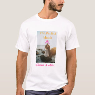 Camiseta La pareja de novios perfecta foto retro rosa