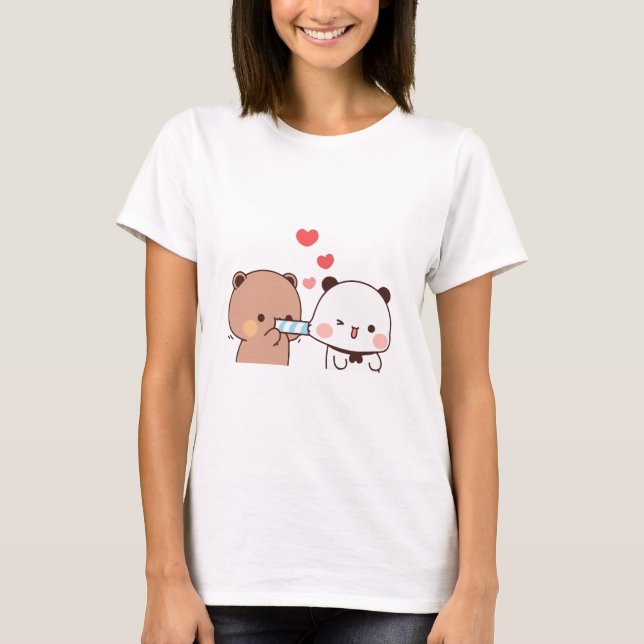 Camiseta La pareja de osos pandas, los abrazos de los bubu  (Anverso)