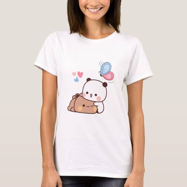 Camiseta La pareja de osos pandas, los abrazos de los bubu  (Anverso)