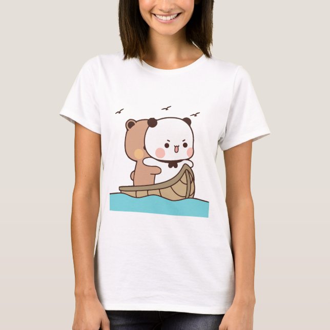 Camiseta La pareja de osos pandas, los abrazos de los bubu  (Anverso)