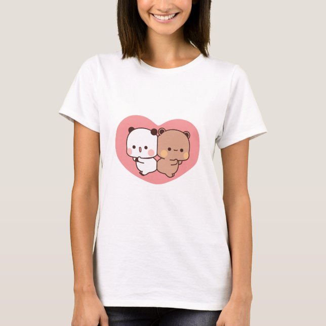 Camiseta La pareja de osos pandas, los abrazos de los bubu  (Anverso)